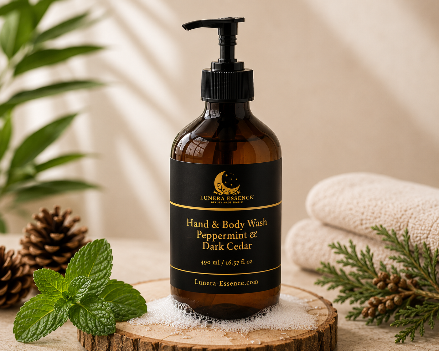 Hand & Body Wash, Peppermint & Dark Cedar